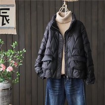 겨울 롱패딩 여성 점퍼 밸티드 패딩잠바 Janveny 울트라 라이트 다운 재킷 스탠드 칼라 깃털 퍼퍼 코트 90 화이트 오리 다운 파카 솔리드 컬러 아우터