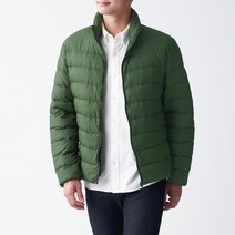 무인양품 MUJI 남성 경량 포케터블 스탠드칼라 다운 재킷 다크그린