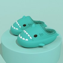 만화 상어 플러시 슬리퍼 여성 및 남성용 겨울 성인 어린이 신발 부모 방수 Eva 실내 야외 슬라이드