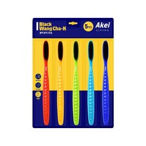 아케이 리빙 블랙 더 탄력있는 왕차크칫솔 5개입, 1세트