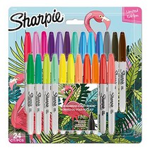Sharpie 샤피 플라밍고 중자 24 개 세트 유성 펜 마커 컬러 펜 세트 아트 일러스트 색칠하기 책 그리기 스케치 장식 입학 입원 준비 카드 이름 쓰기 Sharpie シャーピー