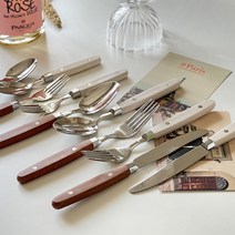 아노바 레트로 빈티지 홈카페 감성 커트러리 디너 스푼 포크 나이프 디저트포크 티스푼, 아이보리