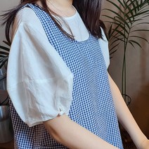 방가지똥 앞치마 여름용 통원피스 네이비체크 리플지지미 앞치마, 1개