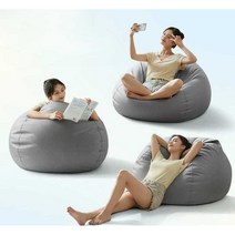 소파 빈백 페달 리클라이닝 수면 모찌 쿠션 콩가방, 그레이 린넨 스타일