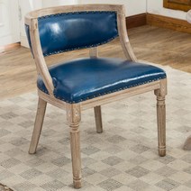 앤틱의자 유럽풍 빈티지 프렌치 클래식 고급 체어 카페 침실 거실 식탁 편안한 등받이 복고풍, E. 로얄 블루 가죽