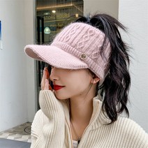 이뿌니 다이아몬니트썬캡 겨울골프모자 기모모자 포니테일겨울모자