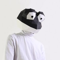 종이가면 3D 동물 얼굴가면 3D 종이 금형 고래 상어 개구리 해마 머리 마스크 헤드 기어 동물 모델 할로윈, 01 Non-finished No Glue, 04 은