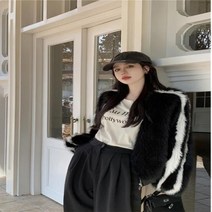 느슨한 캐주얼 하이칼라 모피 코트
