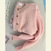 핫핑크 꽈배기 퍼프 면가디건 세미크롭 핑크 가디건 여성 루즈핏 세트 오픈 숄가디건