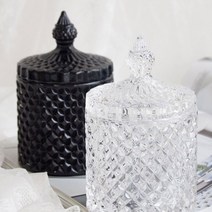 캔들용기 (특대) 불꽃크리스탈 (블랙) (500ml)