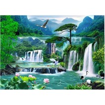 폭포사진 그림 돈들어오는 폭포수 풍경화 풍수 물, 산수 3 + 단폭