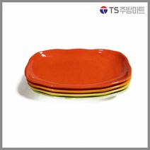 [대명멜라민] 칼라 멜라민 웰빙 골사각접시, 1개, 주황 10인치