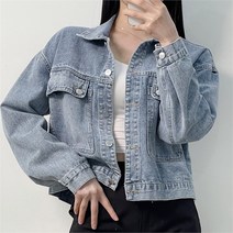 크로스컴퍼니 크로스컴퍼니 넉넉한 폼 이쁜 데님 프레쉬 크롭 청자켓 (8441841)