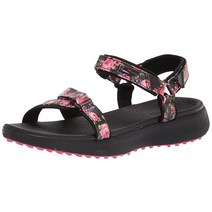 Skechers 여성 600 스파이크리스 골프 샌들 내추럴/멀티 3524489122, 5, Black/Multi Flower Print