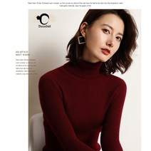 가이아 여성 터틀넥 니트 스웨터 목폴라티 골지 니트티셔츠 다양한 색상 폴라티 봄 가을 겨울용 목티