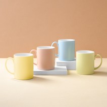 북유럽 파스텔 심플 유광 머그컵 4p 선물세트, 베이비핑크, 스카이블루, 바닐라옐로우, 오렌지, 1세트