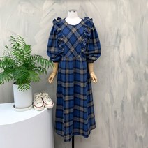 행복여[신상무배]앨리스 체크 프릴 플레어 원피스