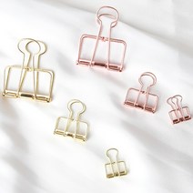 사무용집게 더블 클립 골드 페이퍼 바인더 클립 메탈집게 와이어사각집게, 로즈골드(대)