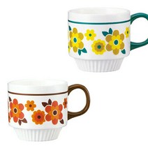 데꼴 레트로 빈티지 꽃무늬 머그컵 DC-KP-43001 43002, 그린