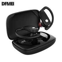 DFMEI 듀얼 블루투스 5.0 이어폰 스포츠 방수 무선 방수 이어폰, 블랙(T16)