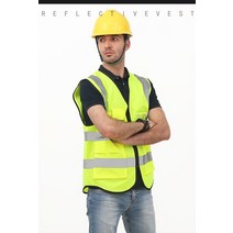 안전작업복반사 안전 의류 Workwear 티셔츠 교통 경찰 작업 조끼 지퍼 상단 멀티 포켓 디자인, 05 YELLOW