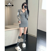 YAPOGI 여성골프웨어 브이니트 착시 가디건 포근한 폴라 수입 골프니트