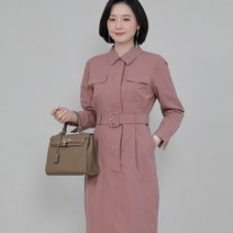 애비뉴투지 엄마옷 마임 카라 벨트 여성 봄 가을 긴팔 롱 셔츠 정장 원피스 O09223 50대 60대 중년여성