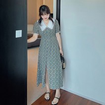 여성 빅 사이즈 원피스 꽃무늬 키작녀 롱원피스 통통녀 예복원피스 롱원피스 피로연 숲원피스 77 88 50대 상견례
