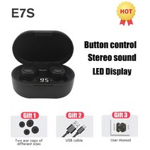명품 운동용 이어폰오리지널 E7S TWS 폰 블루투스 이어버드 무선 Led 디스플레이 터치 컨트롤 방수 샤오, 01 빨간