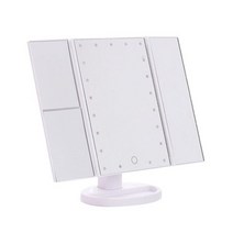 코코 LED 터치 3단 접이식 확대 탁상거울, 핑크
