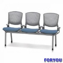 ForU354 3인용 연결의자 멜론 팔무 사출 쿠션 대합실의자 휴게실의자 약국의자, 그레이 블랙