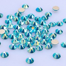 DIY 비즈 공예 Crystal AB Unfoiled Rhinestones 8 Big 8 Small Self-Adhesive Glass Beads FlatBack 유리 나무 재질, SS20 1440PCS, 인디콜라이트 AB