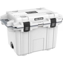 펠리칸 50QT 엘리트 쿨러 캠핑 낚시 아이스 박스, White / Grey, One Size