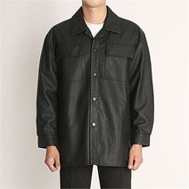디바옴므 오버핏 셔츠형 레더 자켓