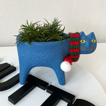 머츠샵 예쁜 실내 인테리어 도자기 고양이 꽃 화분, 블랙