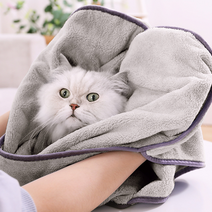 올투펫 펫타올 강아지 고양이 털빠짐없는 핸드 극세사 목욕타월, 그레이