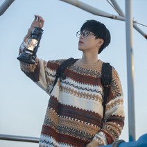 페어아일 크리스마스 꽈배기 니트 스웨터 복고풍