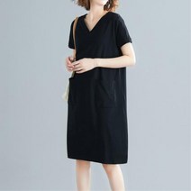 40대엄마 블랙 브이넥 안짧은 반팔원피스 마실 세련 미씨