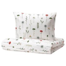 이케아 낫슬렌다 이불커버+베개커버 플로럴 멀티컬러 150x200cm+50x80cm 면50% 리오셀50%