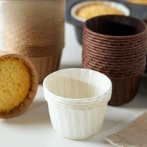 홈베이킹 유산지 컵 종이 머핀틀 코팅 일회용 컵케이크, 화이트 50개