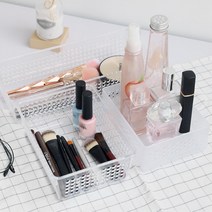 파우더룸 화장품보관 미니 투명바구니 정리함 진열대 원룸 옷방 서랍장 창고 소품, 1개, Smoky