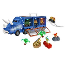 THE WAROOM SHOP 대형 디노 트럭 보관 플라스틱 트럭 큰 트랙터 공룡 운송 차량 장난감 분위기 휴대용 컨테이너 어린이 최고의, 34x10x10.5cm., 파란색