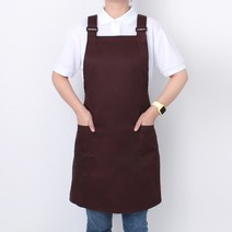 생활 방수 버클 H형 카페 바리스타 앞치마, 브라운, XL(버클)
