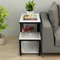 커먼테이블 북유럽 창가 코너 사이드 홈카페 티 테이블, 02. 화이트 글라스 화이트보드 65x35x55