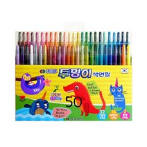 아주문구]신제품 지구투명이 돌돌이색연필50색, 10개, 50색