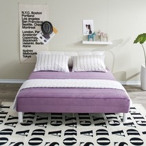 본넬단면 매트리스 일체형 침대 S, 벨로아퍼플, 백색10cm, 퀸