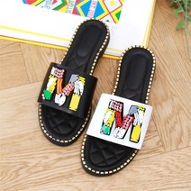 오노마 오노마 ONM 여자 귀여운 비즈 슬리퍼 여름 외출 신발 낮은굽 슈즈 (8802034)