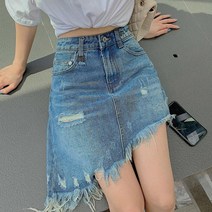 짧은청치마 언발 디자인 데님 스커트 캐주얼 패션 데일리 치마