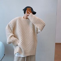 겨울 빈티지무늬 베이지 벌집 니트 두꺼운 스웨터 하늘비즈 C11 Q972B834