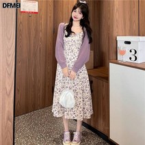 DFMEI 플라워 나시 원피스 여 롱스커트